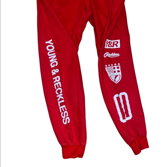 Young & reckless logo Red joggers sweat pants size large - Picture 2 of 3